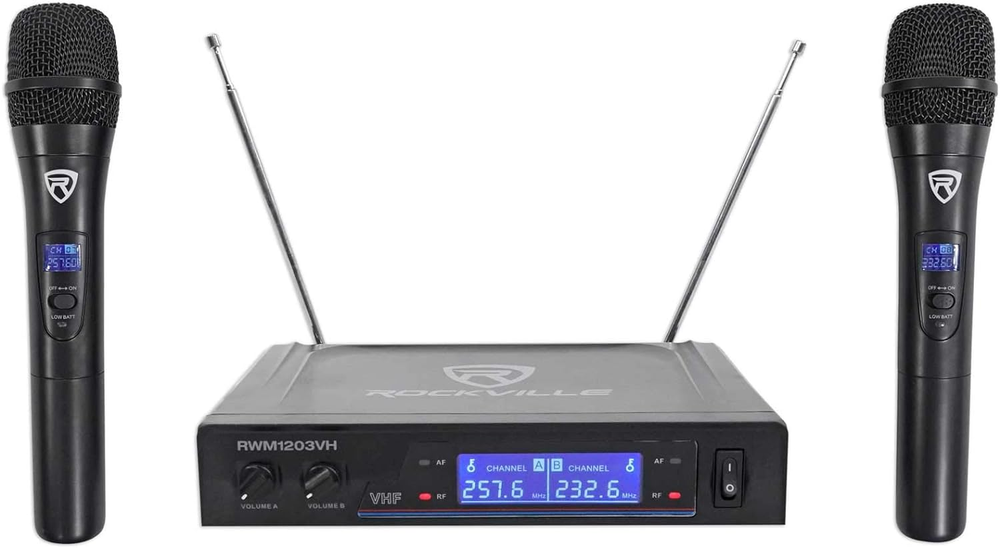 RWM1203VH VHF Wireless Dual Handheld Microphone System/Digital Display, Black