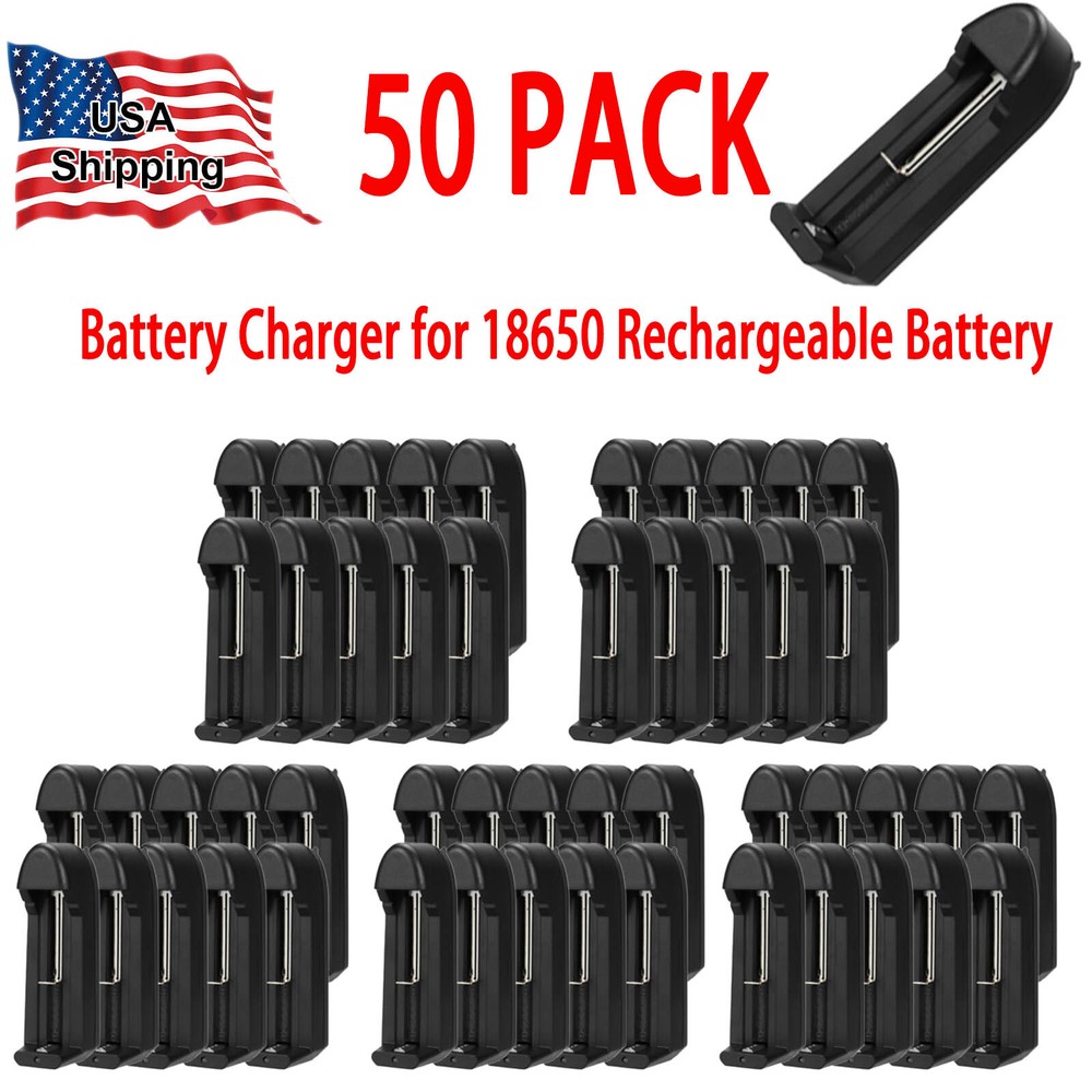 50Pcs 1-Slot Fast Lithium Battery Charger Charging for 26650 18500 16340 14500