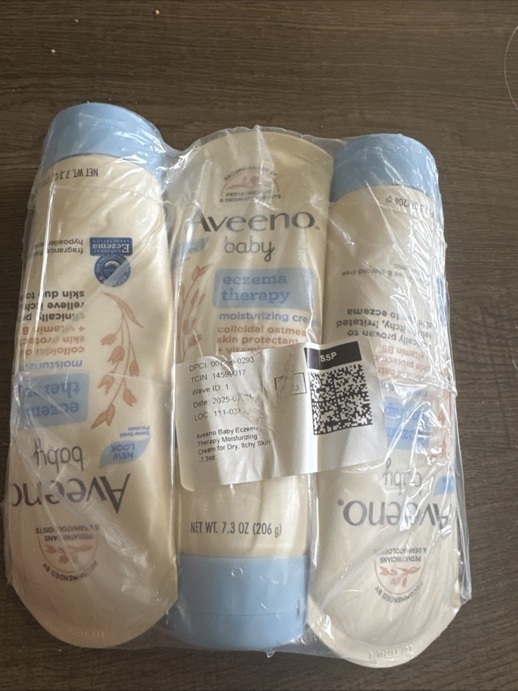 3 Pack Aveeno Baby Eczema Therapy Moisturizing Cream Unscented 7.3 oz