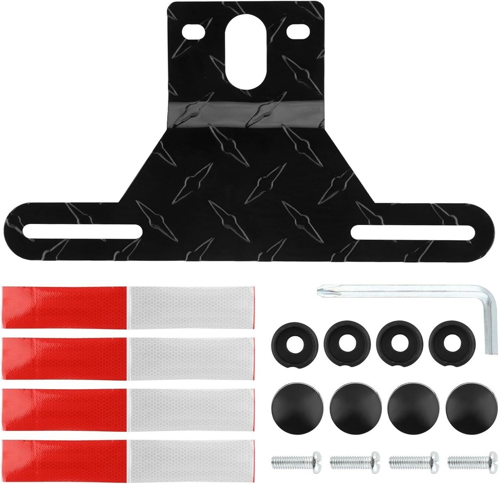 Trailer License Plate Bracket Holder, Aluminum Car Tag Frame for UTV black