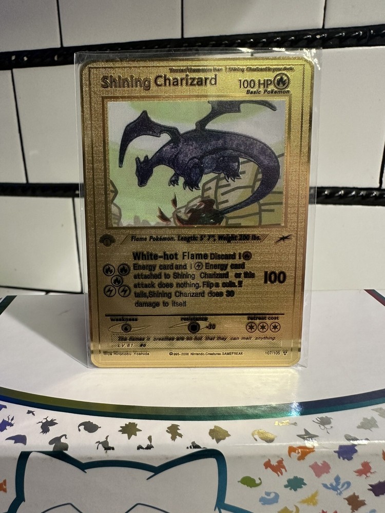 Pokémon Shining Charizard Gold Metal Display/Collectible/Gift