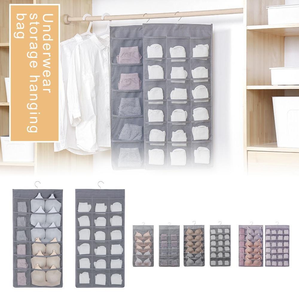 15-36 Pocket Socks & Underwear Organizer Hanging Storage Bag Double Side Storage