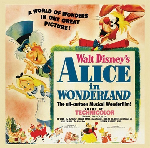 ALICE IN WONDERLAND MOVIE POSTER Rare Vintage 25x25 in