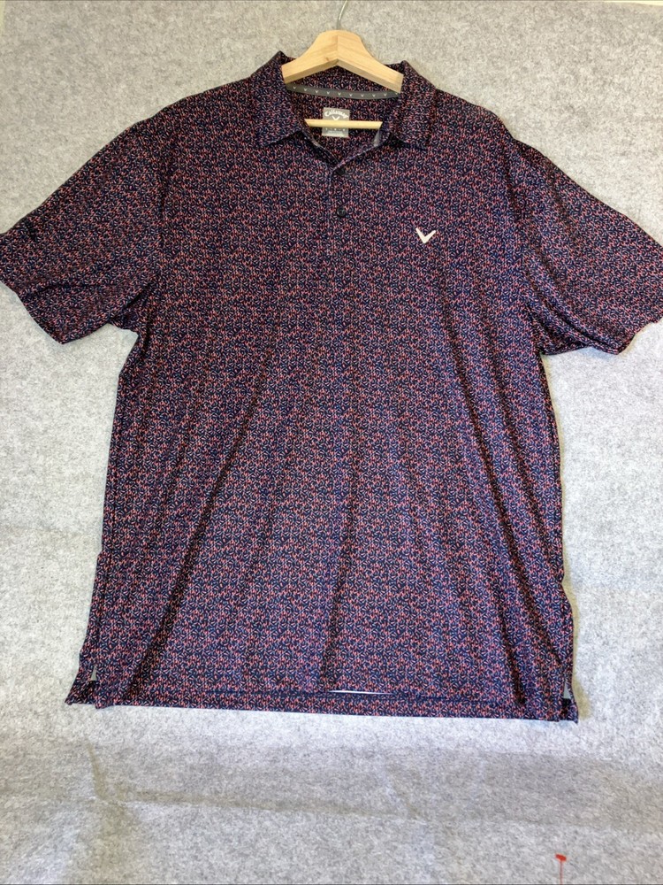 Callaway Golf Polo Shirt Mens Large All Over Print Peppers Opti Dri Stretch