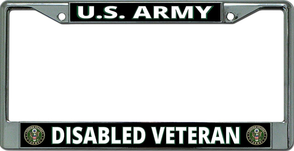 U.S. Army Disabled Veteran Chrome License Plate Frame - Honoring Service and Sacrifice