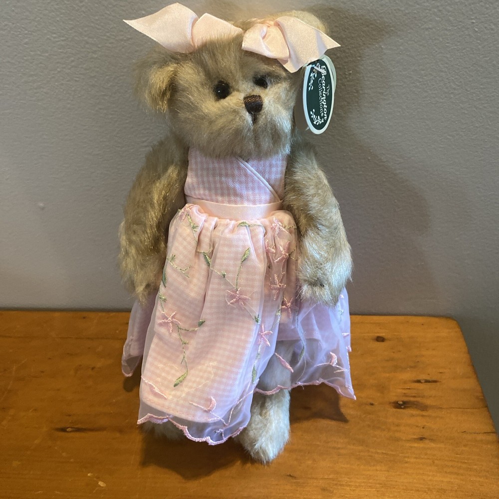 The Bearington Collection May Flowers Teddy Bear Floral Pink Dress & Bow 143223