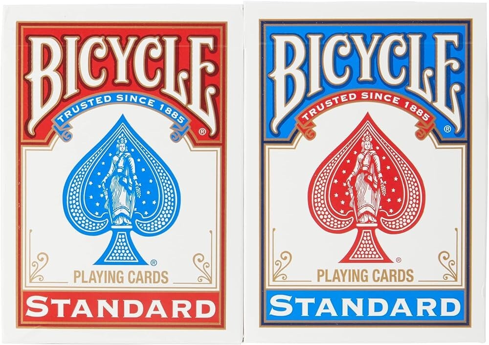 BICYCLE Playing Cards Poker Standard Size Standard Face 2 Decks Red / Blue New