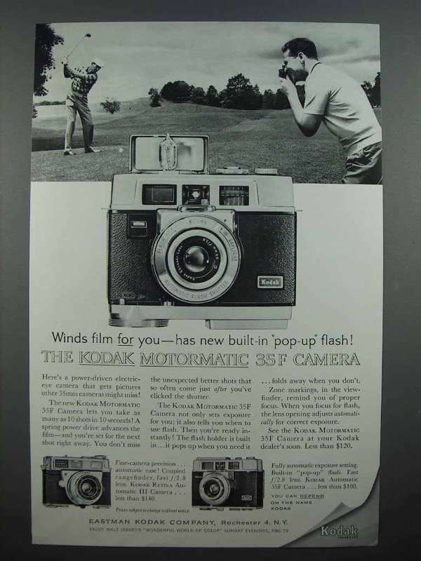 1962 Kodak Motormatic 35F Camera Ad - Winds Film