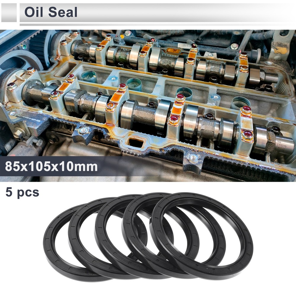 Oil Seal Seal Ring Rotary Shaft Seal Nitrile Rubber 85x105x10mm Black 5 Pcs