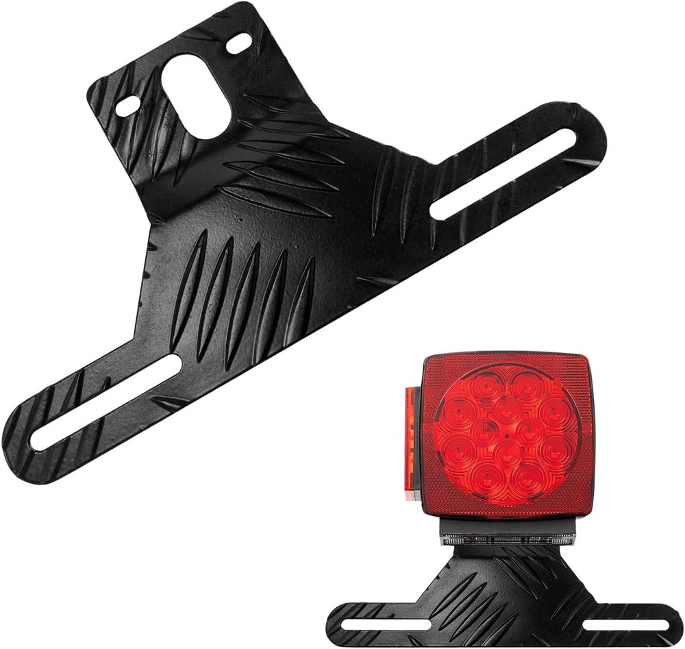 Aluminum Trailer License Plate Light Bracket, Auto Holder Black