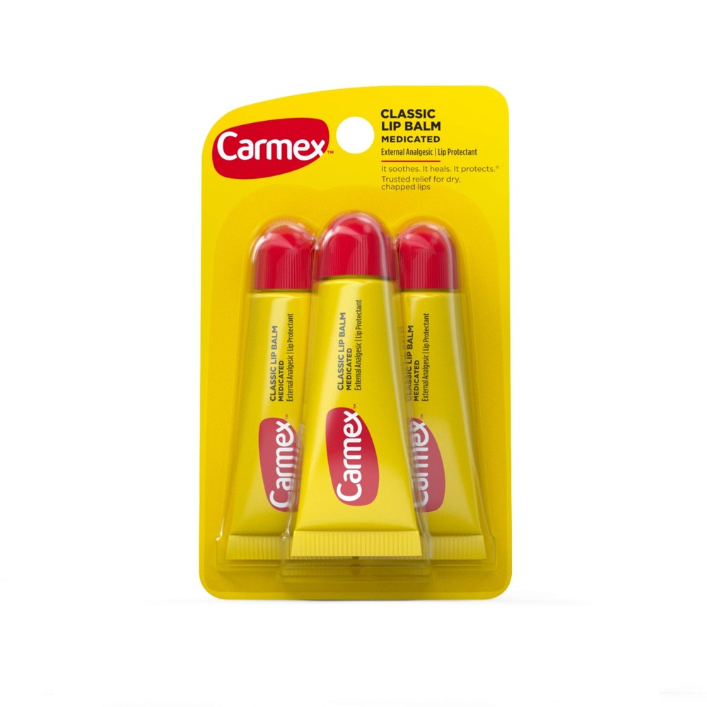 tCarmex Original Flavor Moisturizing Lip Balm Tube Value Pack,0.35 Ounce 3 Count