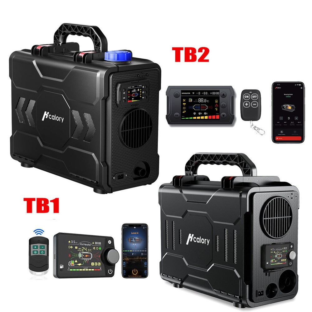 Hcalory 12V Diesel Air Heater W/ bluetooth & 110V AC Adapter For Van Car RV SUV