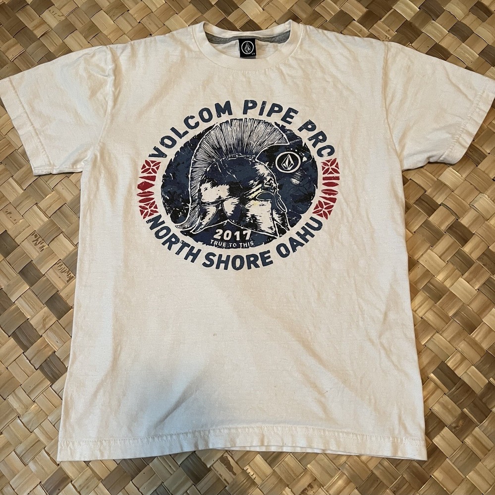 VOLCOM White Pipe Pro 2017 North Shore Oahu T-shirt Boys Large/ Men's Small