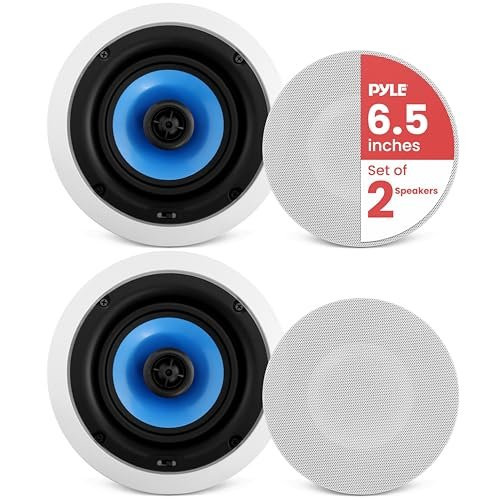 Pyle 6.5'' Home In-Wall / In-Ceiling Speakers, 250W Peak Power, Dual Hi-Fi...