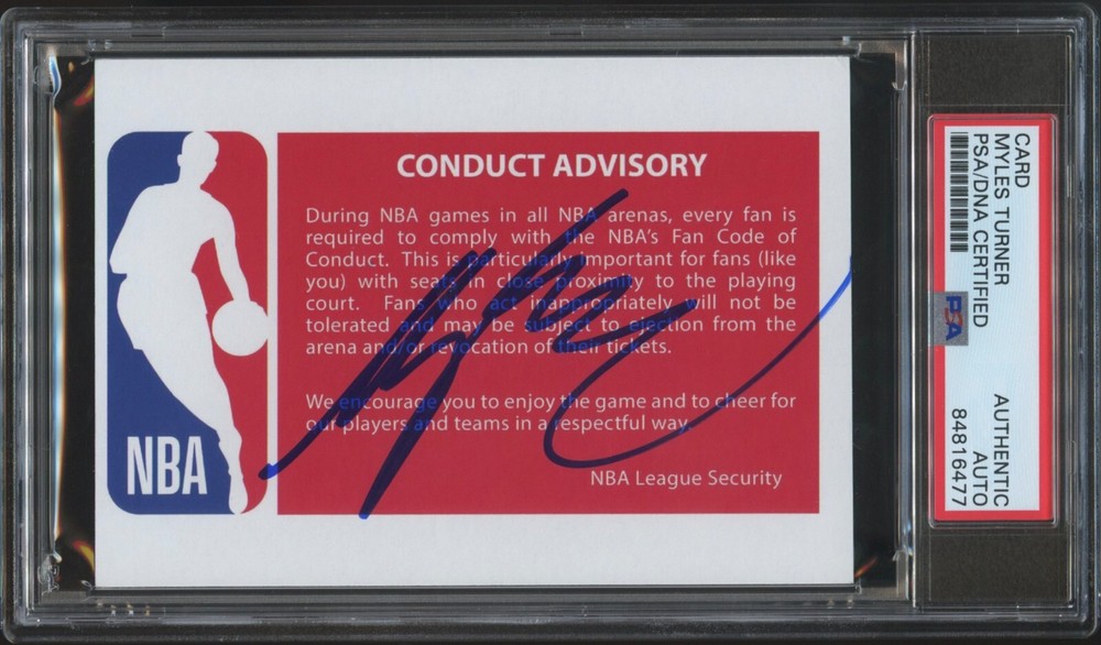 Myles Turner Signed NBA Logo Card PSA/DNA Encapsulated