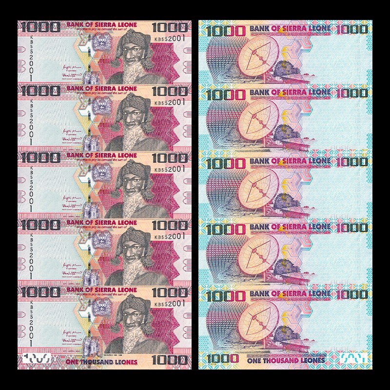 Lot 5 PCS, Sierra Leone 1000 Leones, 2020, P-30, UNC