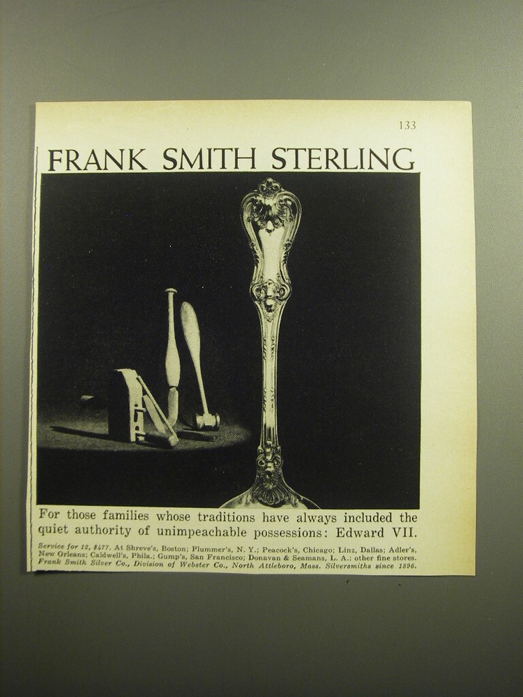 1960 Frank Smith Sterling Edward VII Silverware Vintage Ad