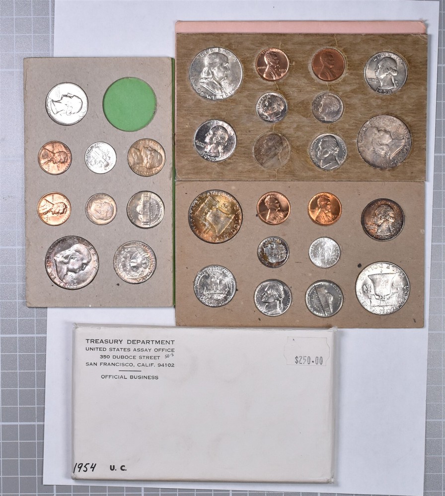 1954-PDS U.S. Mint Set 29 Coin Silver Set - Missing One Half Dollar