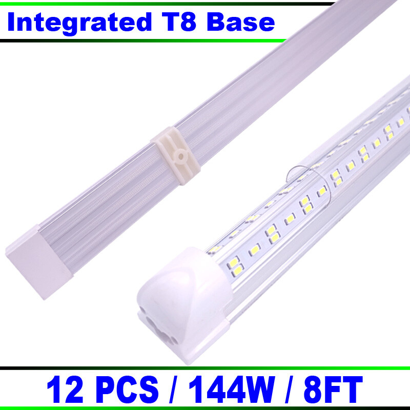 8Ft LED SHOP LIGHT V-SHAPE 144W 6500K  LED Tube Light Linkable Ceiling 12Pc
