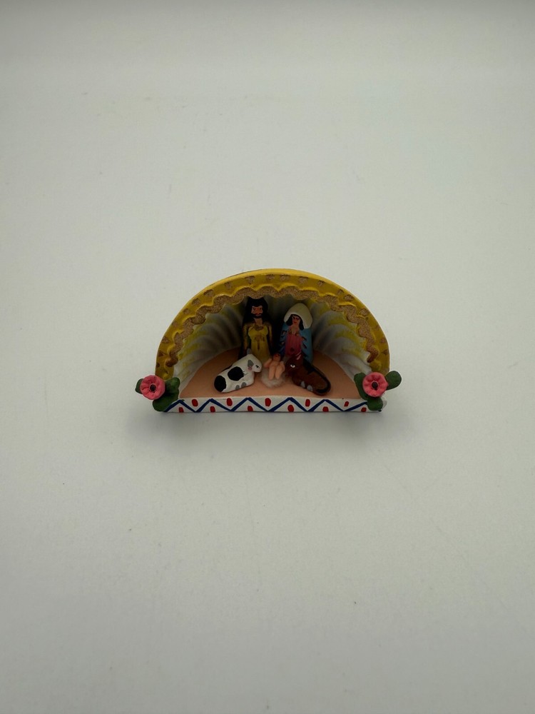 Vintage Ilobasco Clay Miniature Handcrafted Nativity Scene with Box