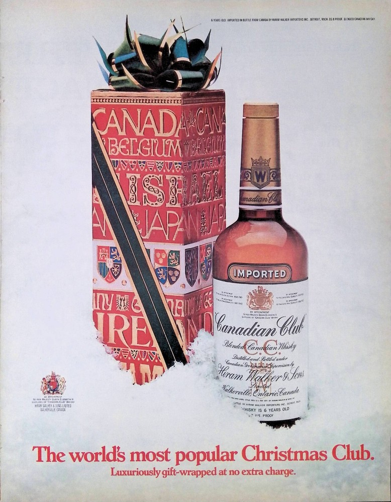 Vintage Print Ad 1970 Canadian Club Imported Blended Whiskey Christmas Gift-image