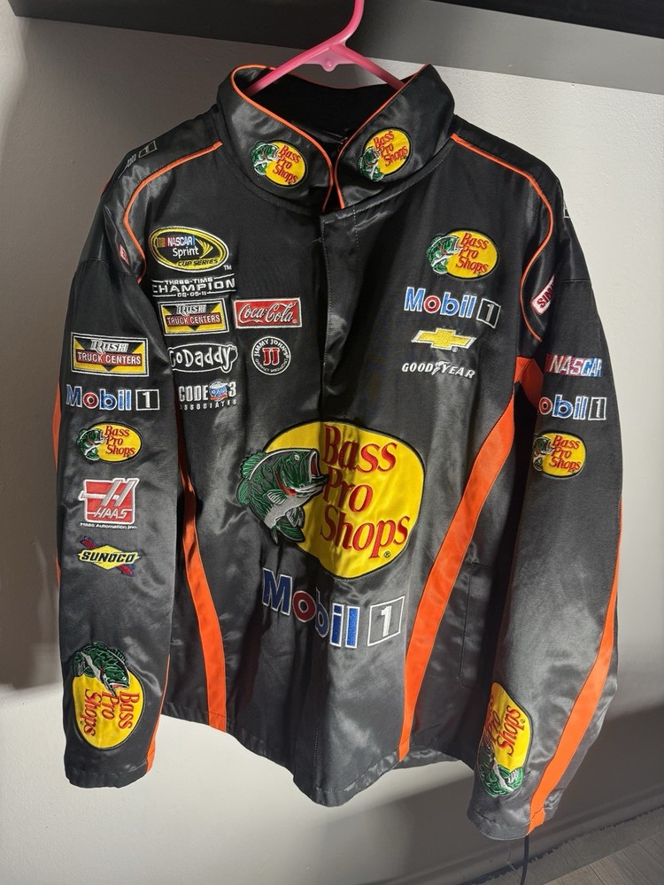 Vintage Tony Stewart 14 Bass Pro Racing Jacket Men's Large Y2K NASCAR