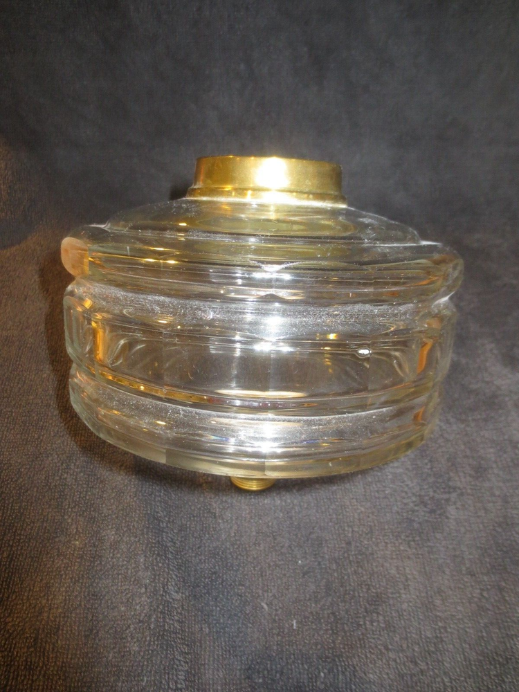 Antique Victorian Heavy Cut Glass 3 Tier Duplex Oil Lamp Fount Font