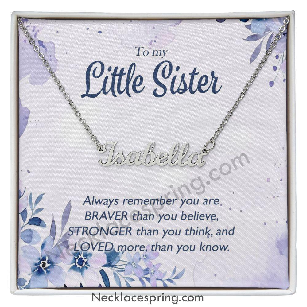 Custom Name Little Sister Necklace Gift From Big Brother, Personalized Necklace