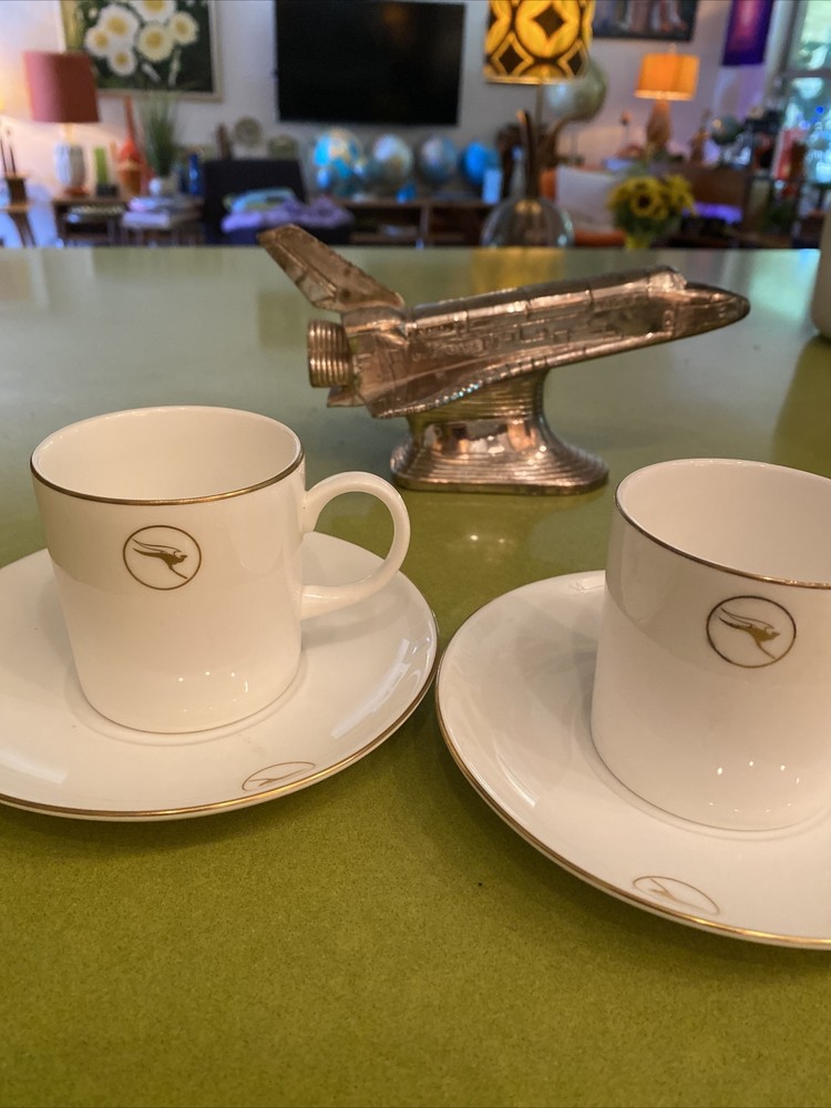 Vintage Qantas Airlines Wedgwood Bone China Demitasse Cup & Saucer Set