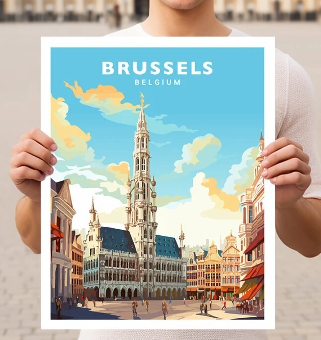 Brussels Belgium Travel Wall Art Poster Print