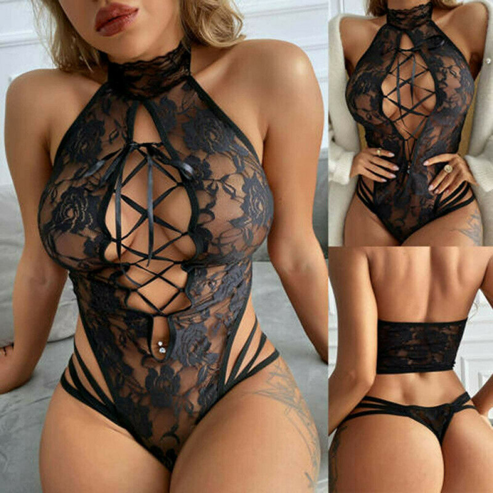 Women’s Lace Babydoll Sleepwear Jumpsuit with G-String Nightwear Lingerie