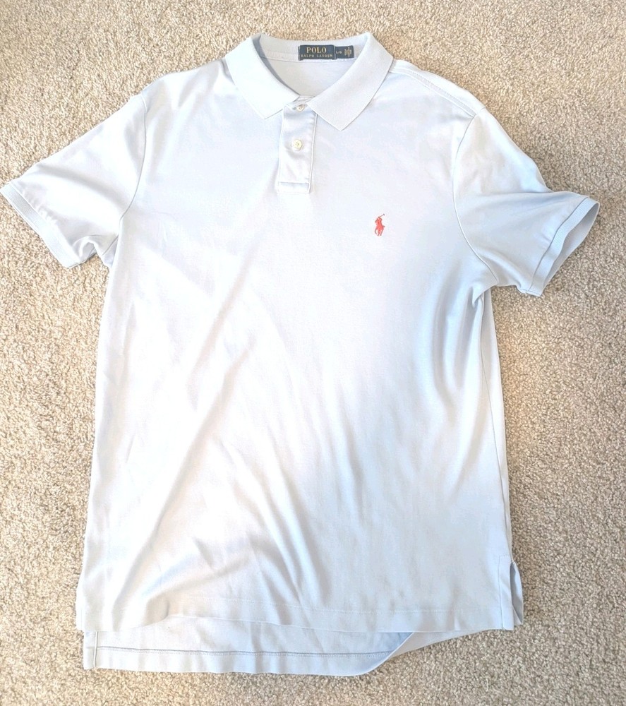 Polo Ralph Lauren White Short Sleeve Men's Polo Shirt L Logo Embroidered