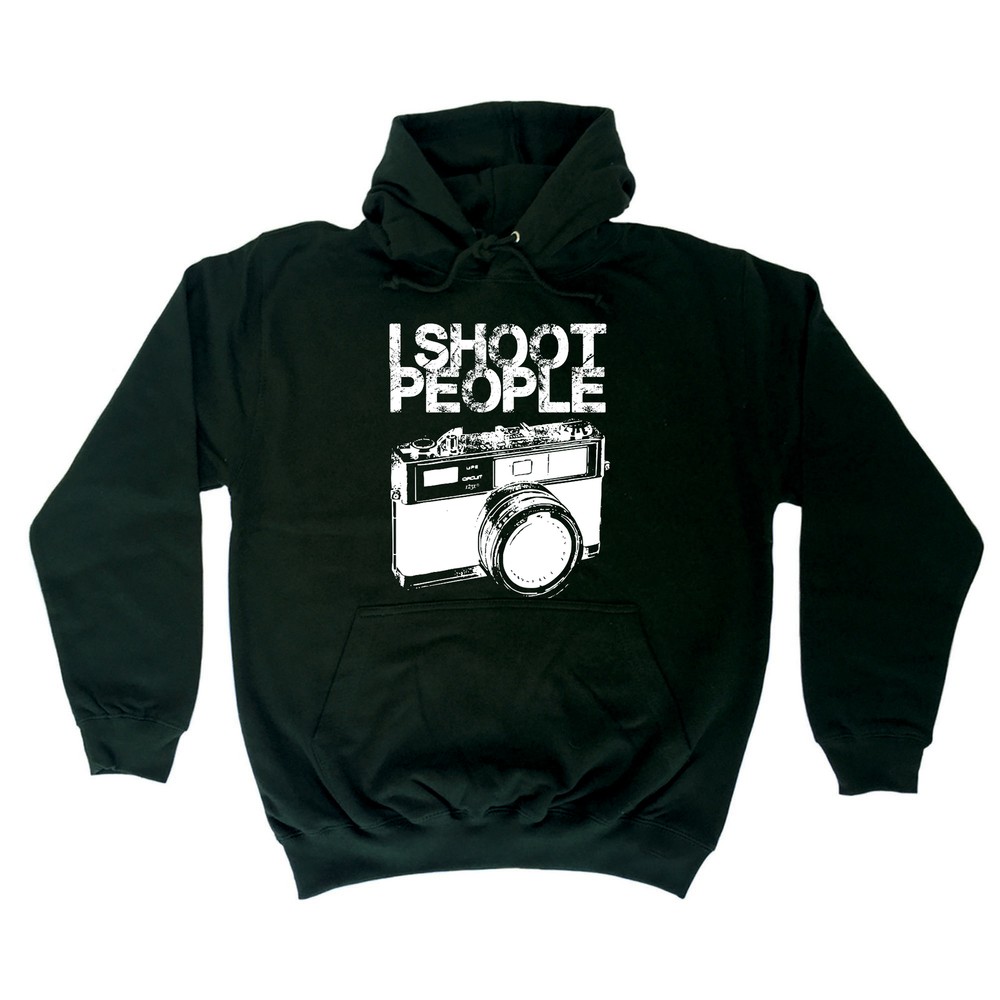 Funny Novelty Shoot People White Hoodie for Men and Women - Humorous Gift Idea