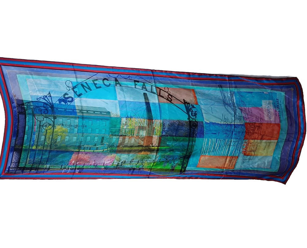 Abigail Riggs Silk Scarf Natl Women Hall Fame Seneca Falls NY History Patchwork-image