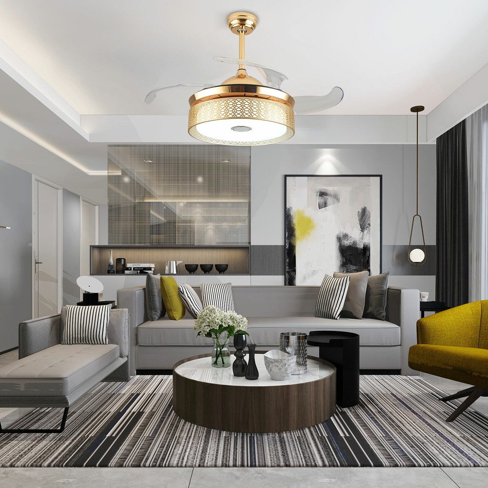 Modern 42 in Bluetooth Ceiling Fan LED Chandelier 110V 3 in1 + Remote Control🔥