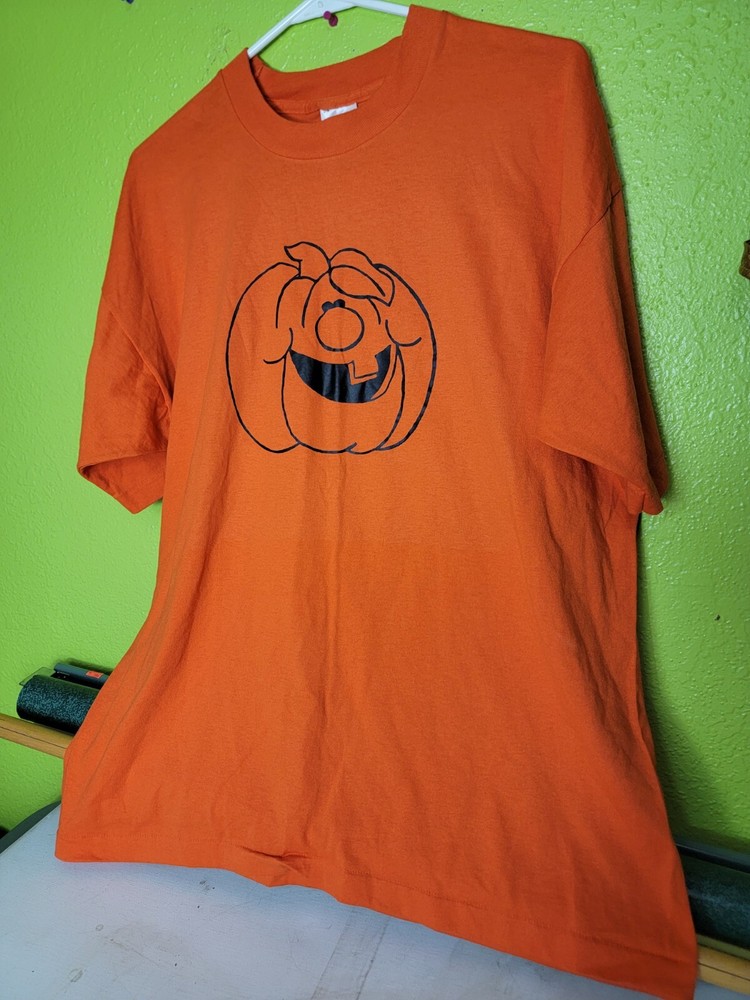 Vintage Single Stitch Shirt 80s 90s Tee Halloween Pumpkin Jack O Lantern XL Rare