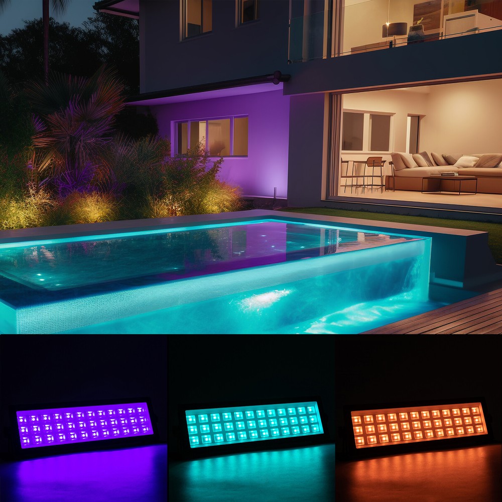 2 PCS Multifunction16.3*4.92 in Black LED Dimmable Wall Washer Lights Waterproof