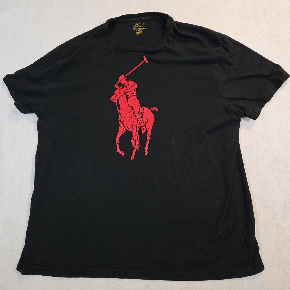 Polo Ralph Lauren Shirt Mens XL Black Red Big Pony Graphic Crew Neck T-Shirt