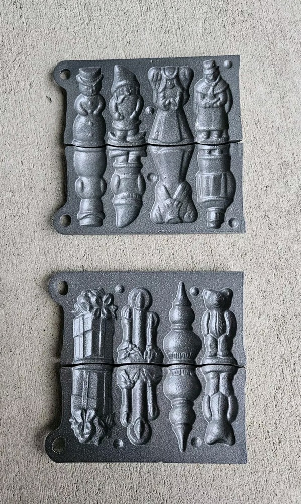 VTG John Wright Clear Toy Christmas Candy Cast Iron Molds 8 Holiday Designs USA