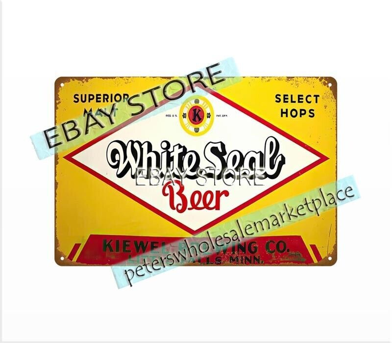 KIEWELS WHITE SEAL BEER LITTLE FALLS MN metal tin sign dining wall decor