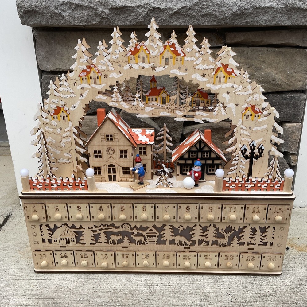 Martha Stewart LED Christsmas Advent Wooden Calendar See Pics And Read