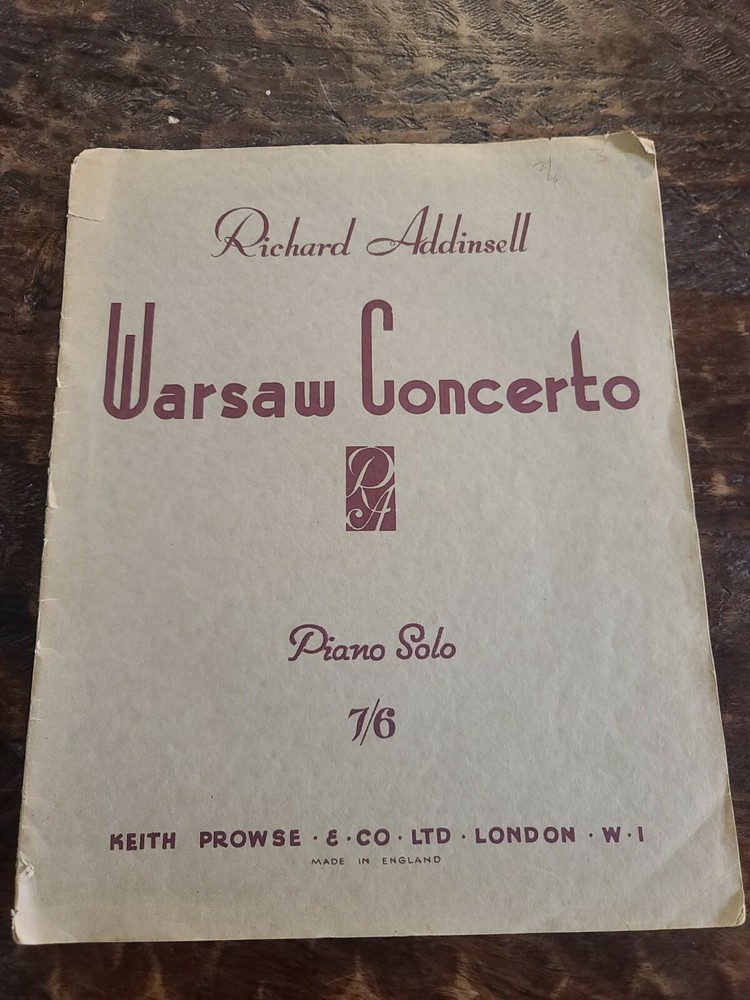 Richard Addinsell Warsaw Concerto Piano Solo 7/6 1942