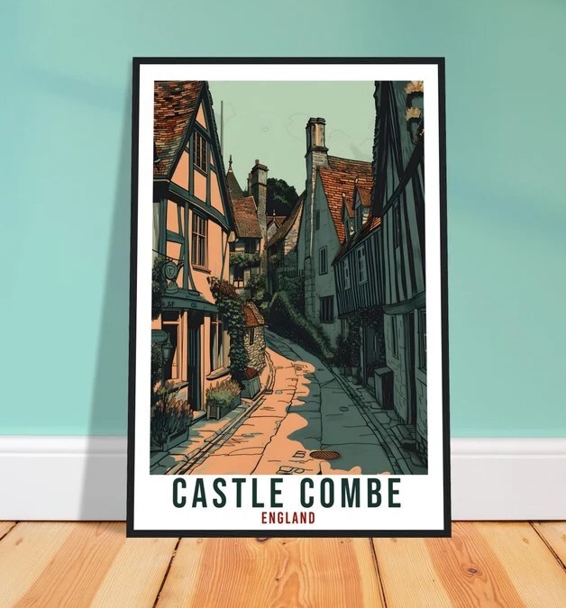 Castle Combe Travel Poster England Wall Art England Wall Hanging Home Décor