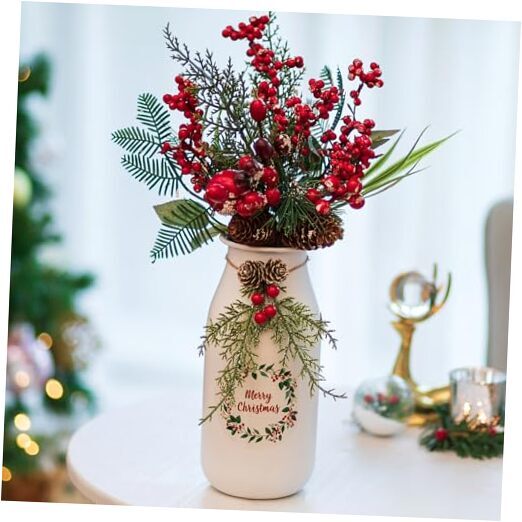 Christmas Vase for Table Centerpieces: 9in White Xmas Decoration Flower Vase