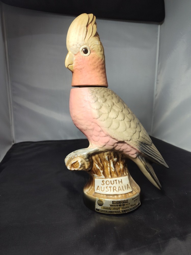 Vintage Galah Bird (Cockatoo) Empty Whiskey Decanter, Jim Beam, So. Australia