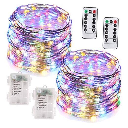 Fairy Lights with Remote [Set of 2], 33 Ft 100 2 Pack-33 Ft-100 LED Multicolor