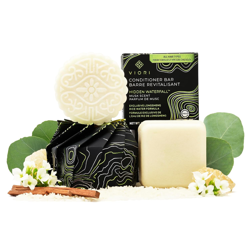 Viori Rice Water Shampoo and Conditioner Bar Set with Hidden Waterfall Scent  