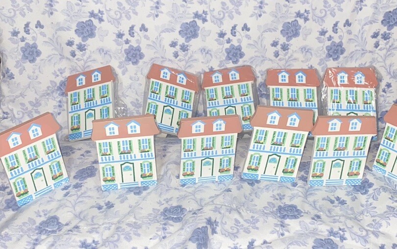 Napkin Rings Easter Spring Lenox Village Beatrix Potter Little Pink Houses Wood