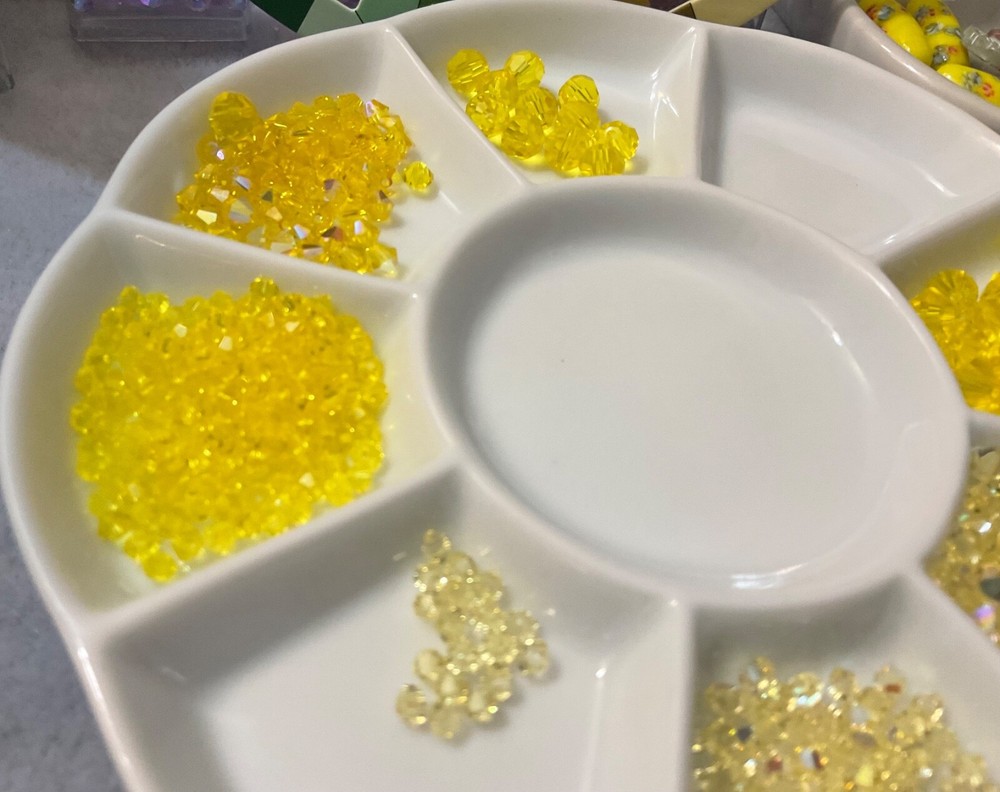 Swarovski 5301 & 5000 Bicone Bead Lot in Jonquil Yellow and Citroen
