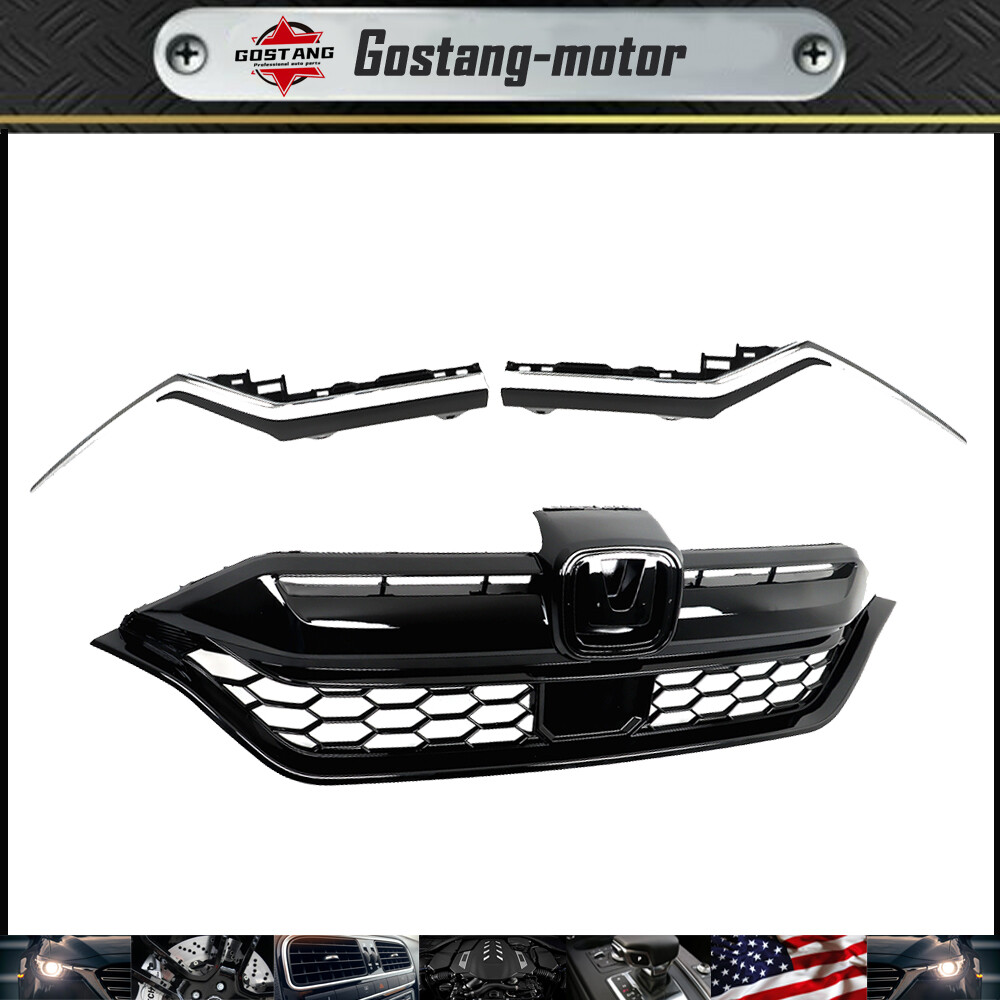 Parachoques delantero rejilla de nido de abeja + tira decorativa cromada para Honda CR-V 2020-2022-image